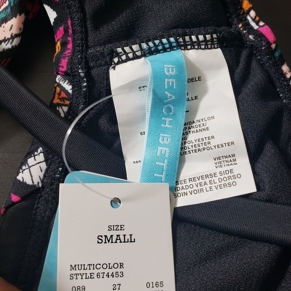 Beach Betty Multi-Color Black Geometric Bikini Top - Picture 5 of 5